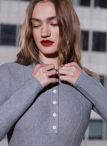 Medium heather grey - Henley Flared Corset Dress | Fleur du Mal